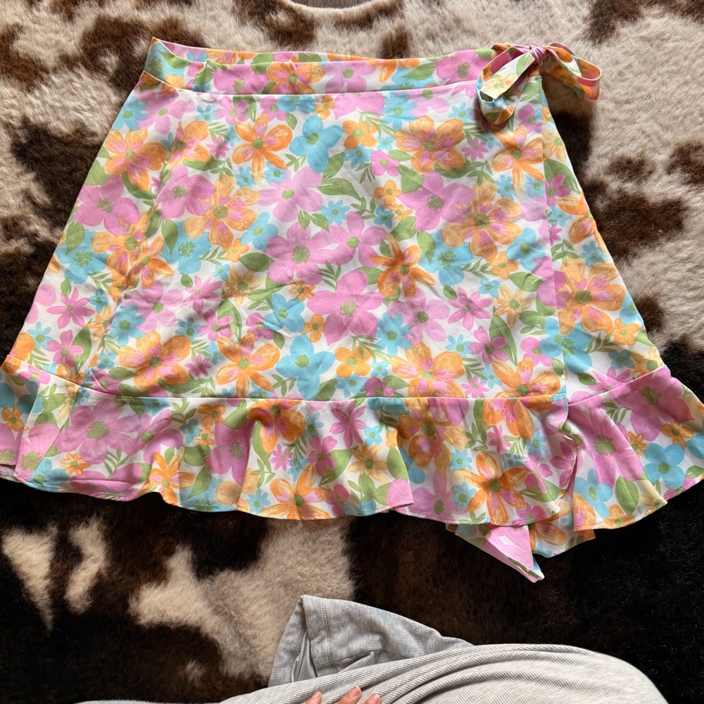 ASOS Floral Ruffle Wrap Skirt - Pink Multi